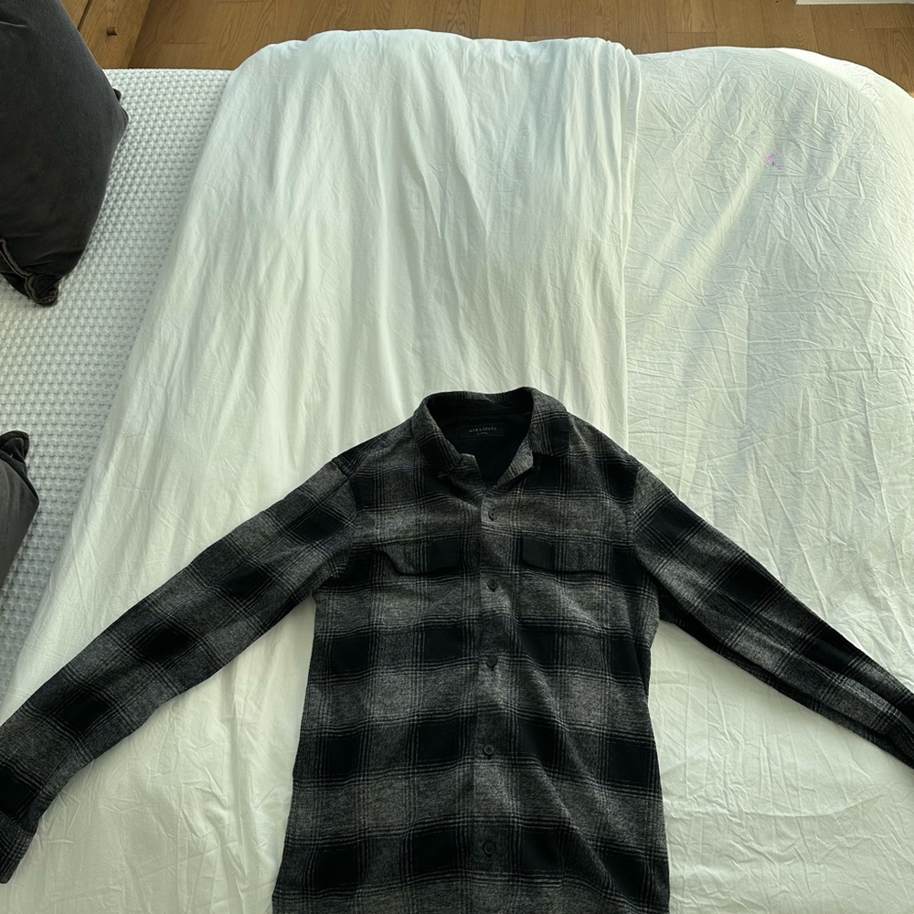 All Saints Monochrome Plaid Shirt